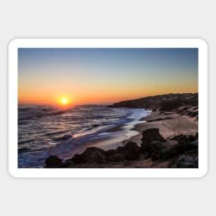 Sunset over the sand dunes at Gunnamatta Surf Beach, Mornington Peninsula, Victoria, Australia. Sticker